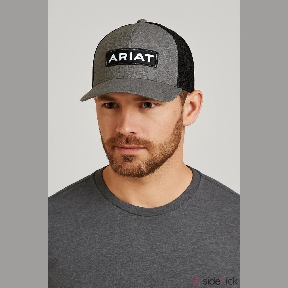 Ariat Patch Gray Trucker Hat Adjustable